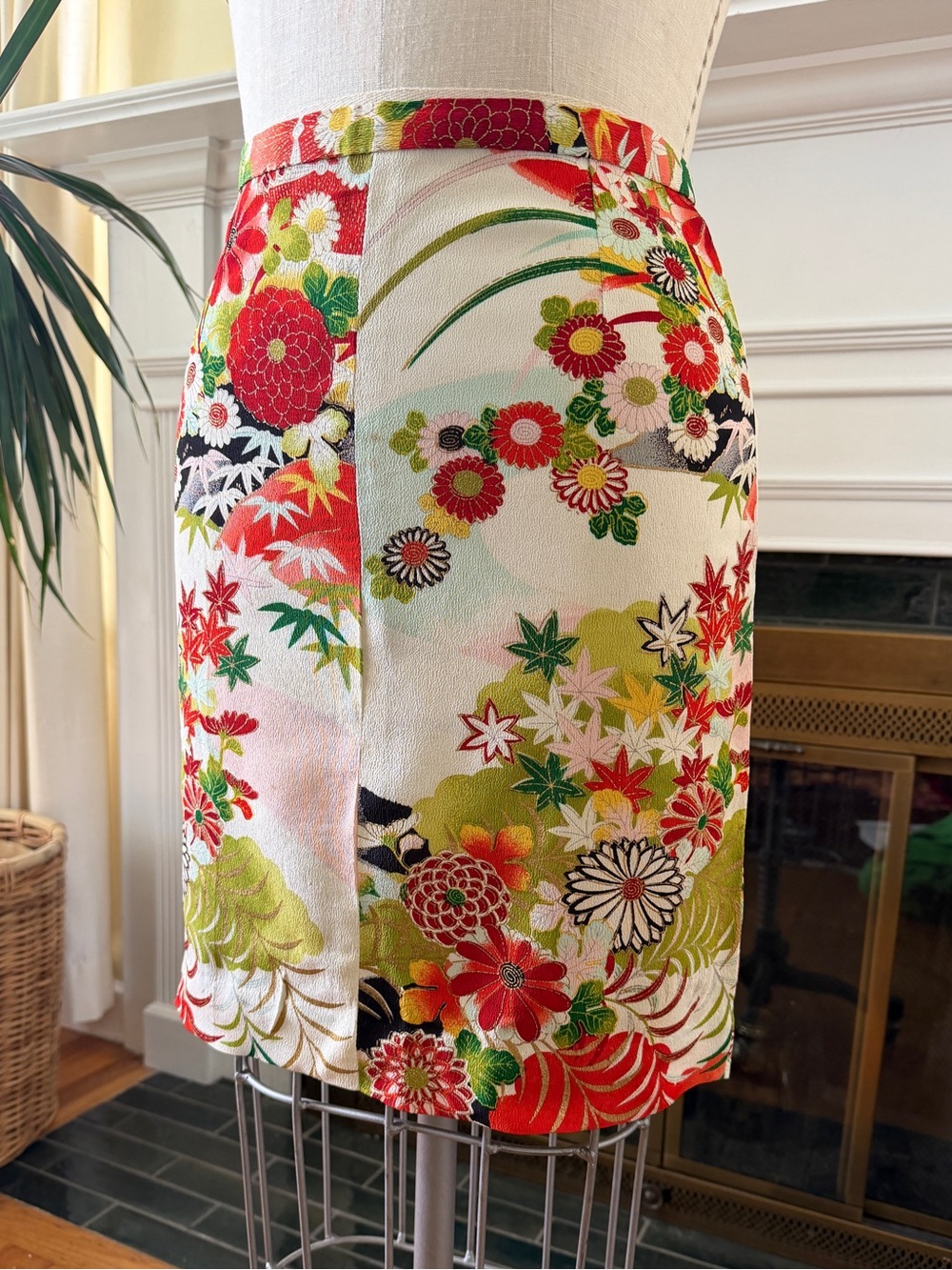 Upcycled Kimono skirt with bow detail